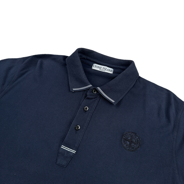 Stone Island Navy Vintage Compass Spellout Cotton Polo - XL