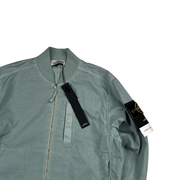 Stone Island 2023 Baby Blue Cupro Cotton Twill-TC Bomber Jacket - Small - XL