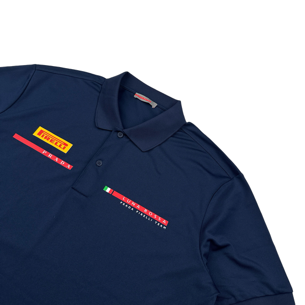 Prada Navy Luna Rossa Dry Fit Jersey Polo Shirt - XL