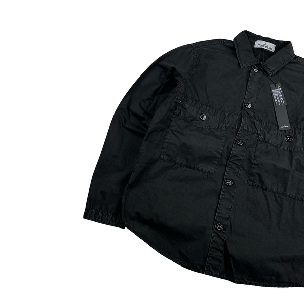 Stone Island 2021 Black Cotton Buttoned Overshirt - Small