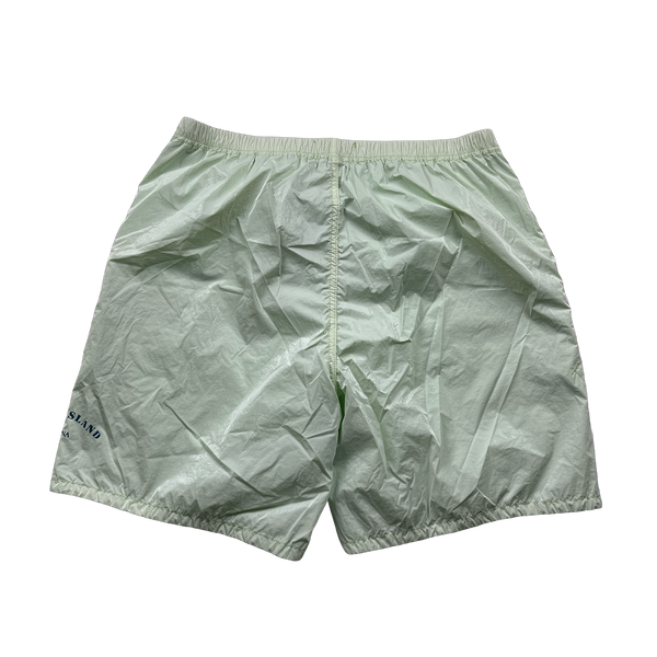 Stone Island 2023 Green Prismatico Ripstop Reflective Spellout Shorts - 34",32",30"