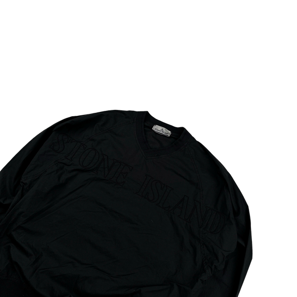 Stone Island 2023 Black Light Cotton Tela Spellout Pullover - Medium