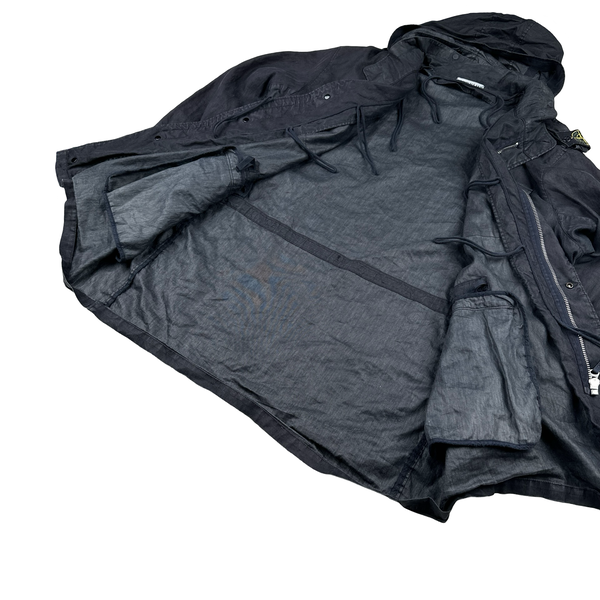 Stone Island 2005 Navy Shoulder Badge Lino Flax Dutch Rope Jacket - 3XL