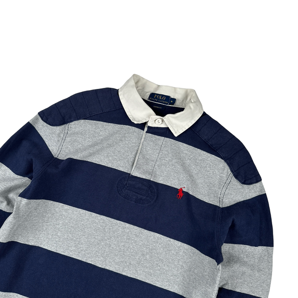 Ralph Lauren Navy Stripped Long Sleeve Polo Shirt - Medium