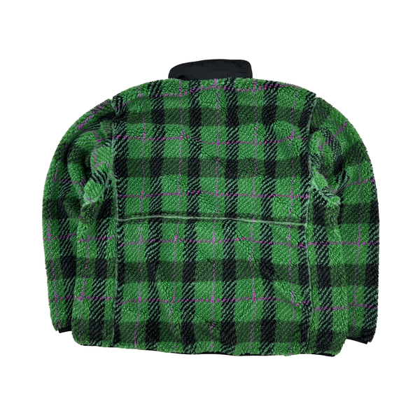 North Face Wool Thick Fleece Green Checked Jumper Jacket - XL