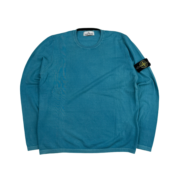 Stone Island 2015 Blue Cotton Knitted Crewneck Jumper - XL