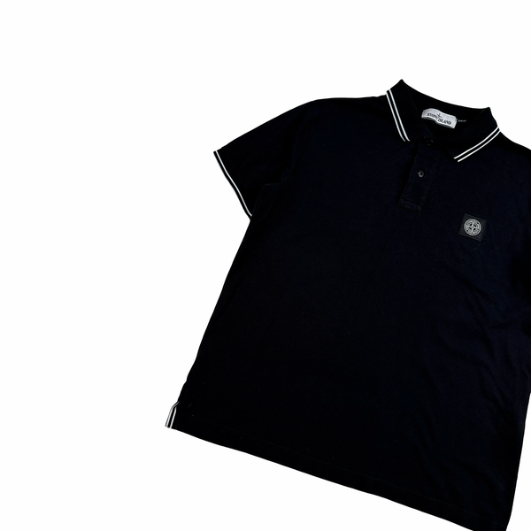 Stone Island 2018 Black Cotton Polo Shirt - Large