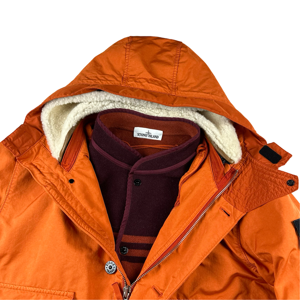 Stone Island Orange David TC Blanket Lined Fishtail Parka Jacket - XL