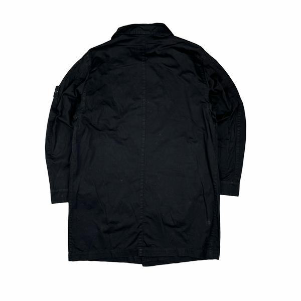 Stone Island 2003 Black Raso Gommato Trench Coat Jacket - Large
