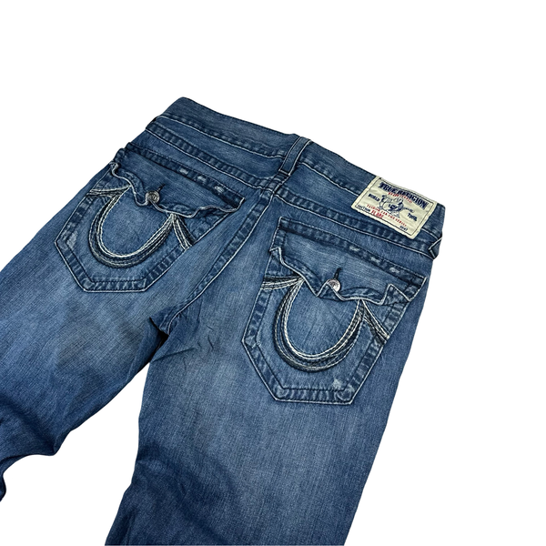 True Religion Blue Washed Flared Jeans - Large