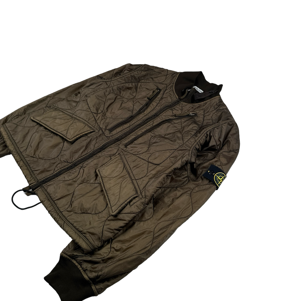 Stone Island 2007 Khaki Quilted Padded Bomber Jacket - Large