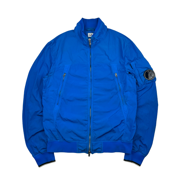 CP Company Blue Chrome Lens Viewer Nylon Bomber Jacket - Large