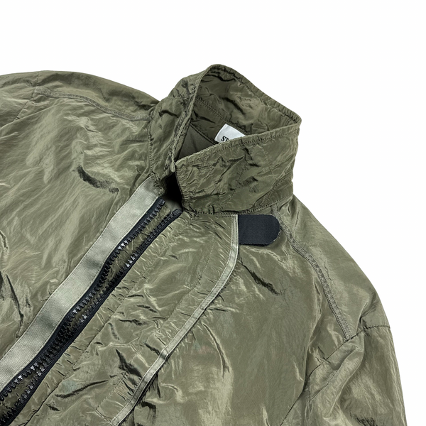 Stone Island Khaki Shimmer Nylon Metal Cotton Lined Overshirt - Medium