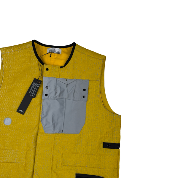 Stone Island 2022 Yellow Needle Punched Reflective Gilet - Large