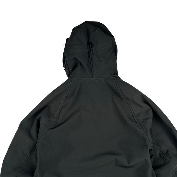 CP Company Black Teddy Fleece Lined Lens Viewer Hooded Jacket - Small