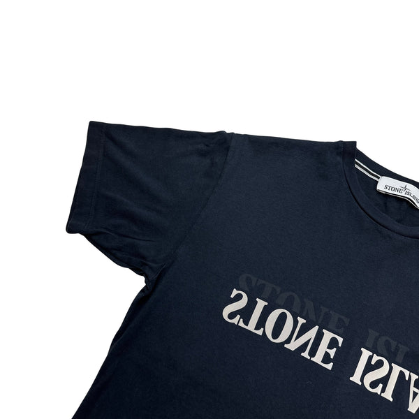 Stone Island 2022 Spellout Black T Shirt - Small