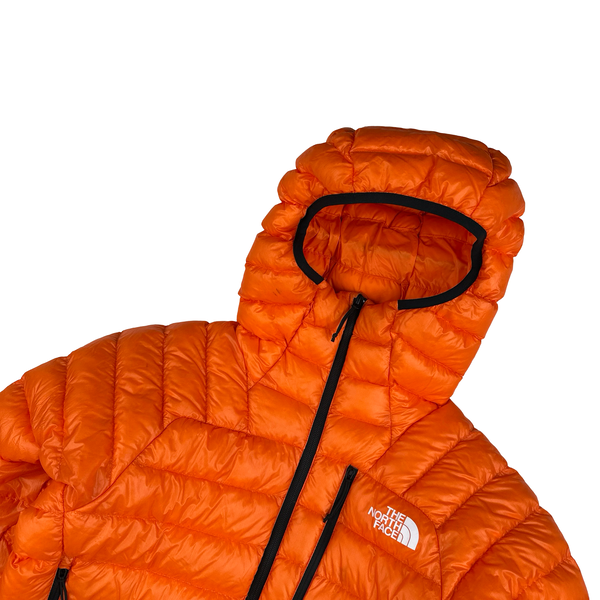 North Face Orange Breithorn Summit Series 800 Down Hooded Puffer Jacket - Small