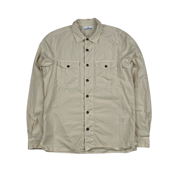 Stone Island 2020 Cream Cotton Buttoned Compass Shirt - Small