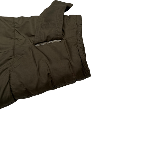 CP Company Reversible Thick Nylon Khaki Goggle Fleece Lined Hooded Jacket - Large
