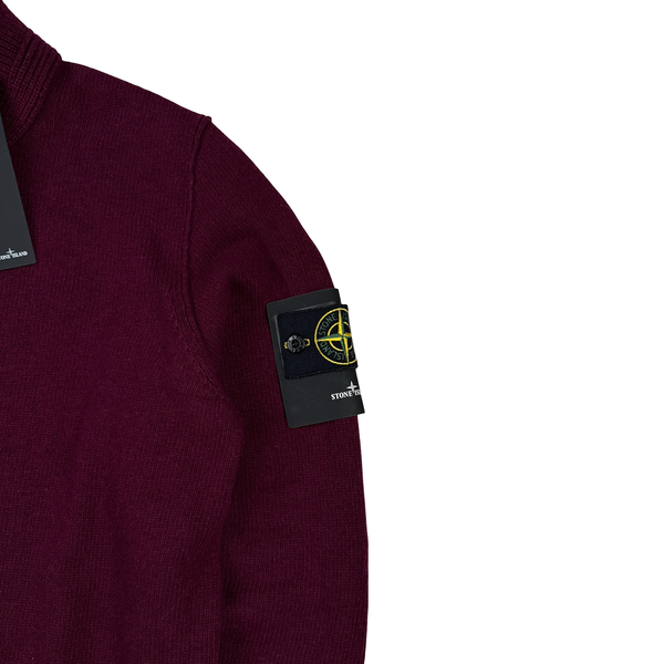 Stone Island 2017 Dark Red High Neck Knitted Jumper - Large