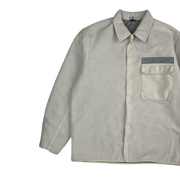 Stone Island 2003 Cream Heavyweight Lined Cotton Chore Jacket - XXL