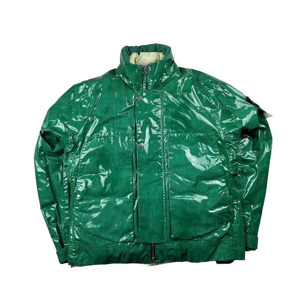 Stone Island Shadow Project Emerald Green Glass Poplin Double Face Print Jacket - Small