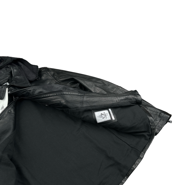 CP Company Black Mille Miglia Leather Goggle Jacket - Large