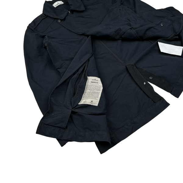Stone Island 2019 Black David TC Garment Dyed Double Breasted Jacket - Medium