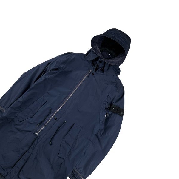 Stone Island 2013 Shadow Project Navy Quilted Fishtail Long Parka Jacket - Medium