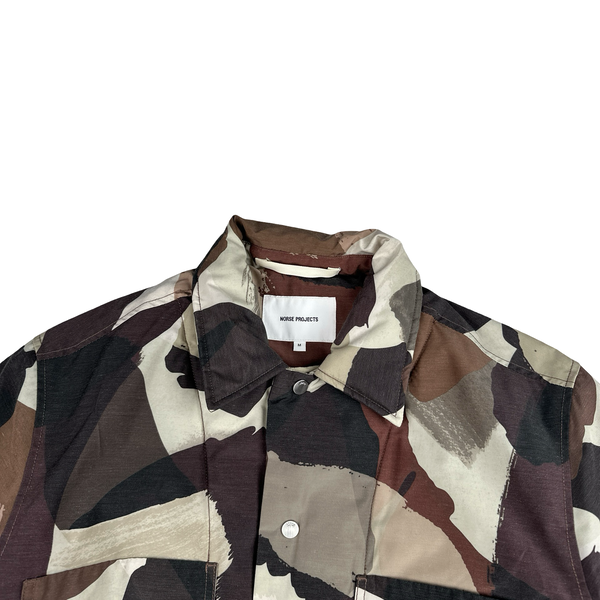 Norse Projects Brown Camo Buttoned Collared Jacket - Medium