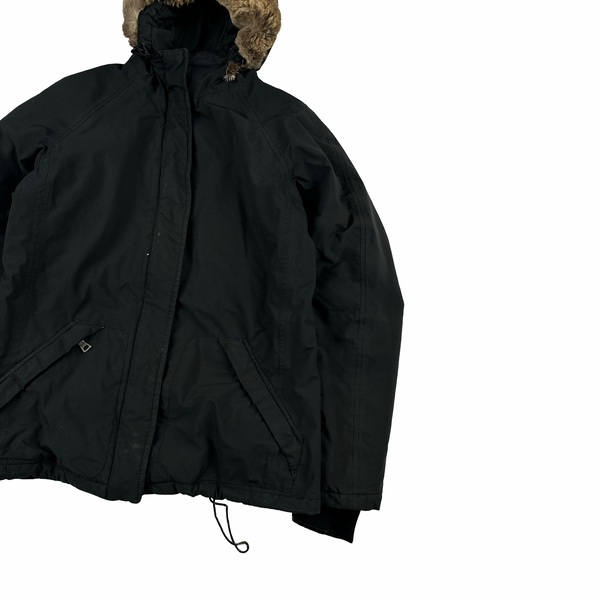 Prada Black Racoon Fur Hood Goretex Parka Jacket - XS