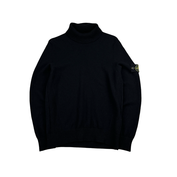 Stone Island 2015 Black Turtle Neck Knit Jumper - Small