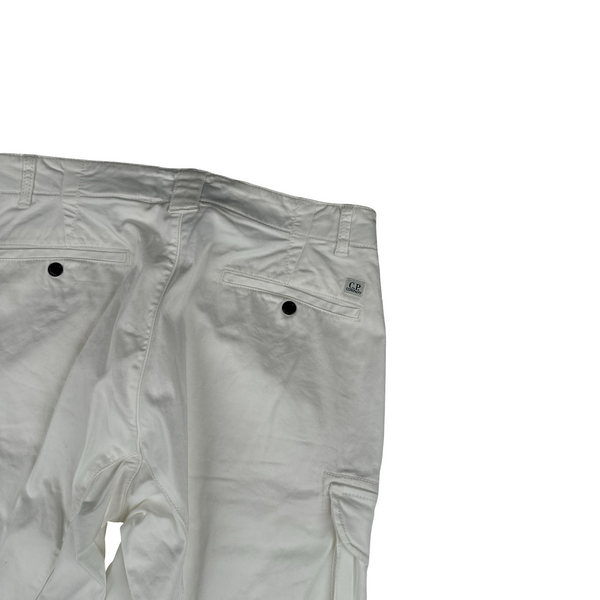 CP Company White Stretch Ergonomic Fit Cargo Trousers - Medium