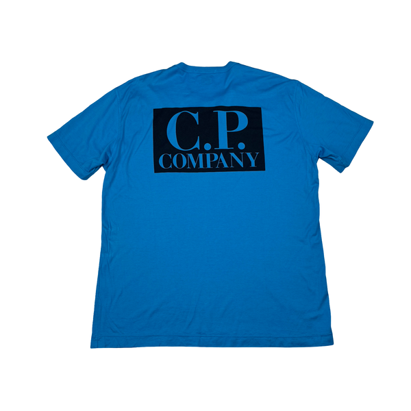 CP Company Blue Big Spellout Graphic Cotton T Shirt - XL