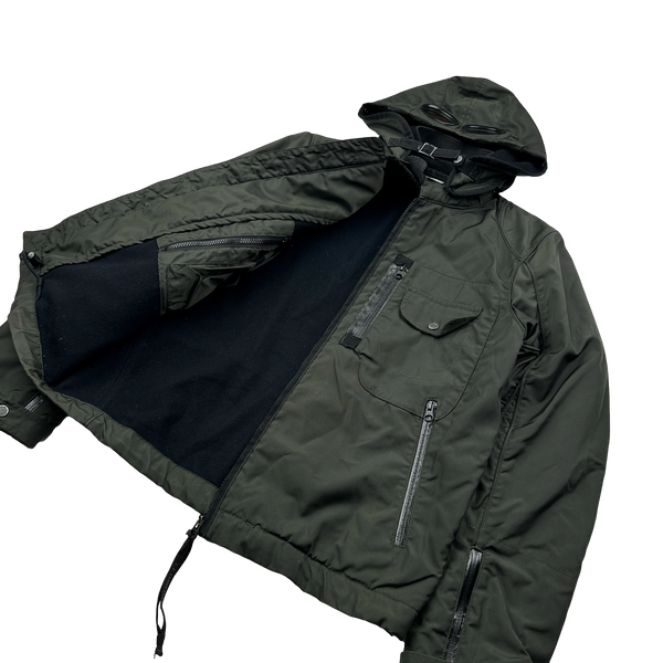 CP Company Dark Green Multi Pocket Nylon Wool Lined Goggle Jacket - Medium