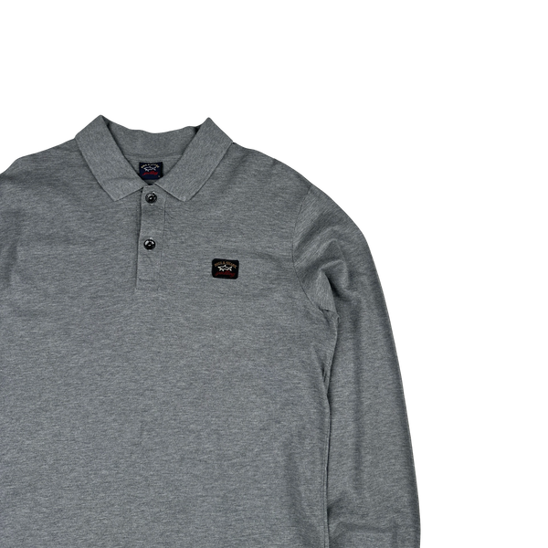 Paul & Shark Grey Long Sleeve Polo - Medium