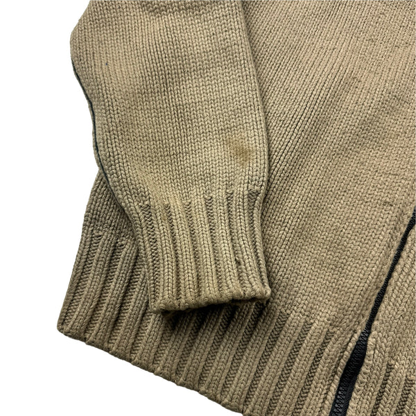 Stone Island 2005 Beige Wool High Neck Zipped Jumper - XL