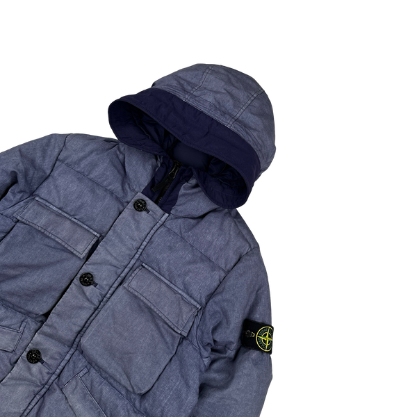 Stone Island Purple Lino Resinato Down-TC Puffer Jacket - Small