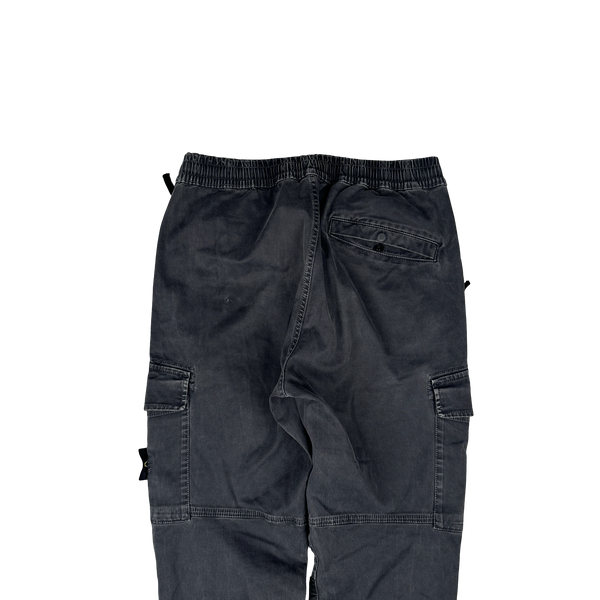 Stone Island 2020 Washed Black RE T Cargo Trousers - 30"