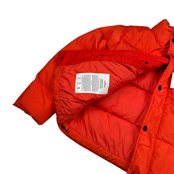 Stone Island 2025 Red Garment Dyed Crinkle Reps NY Puffer Jacket - Small