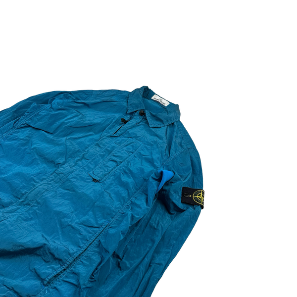 Stone Island 2018 Blue Nylon Metal Shimmer Overshirt - Small