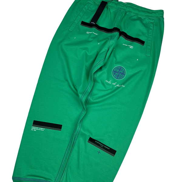 Stone Island 2021 Green Spellout Details Cotton Joggers - Large - XL