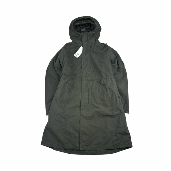 CP Company 50 Fili Khaki Double Lined Long Fish Tail Jacket - Medium