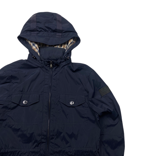 Aquascutum Nylon Checked Cotton Lined Hooded Field Jacket - Small