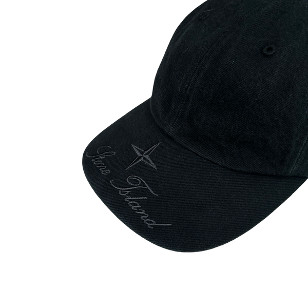Stone Island X Supreme 2023 Black Canvas Vintage Spellout Cap