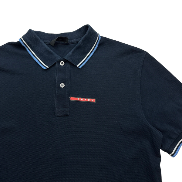Prada Navy Cotton Polo Shirt - Large