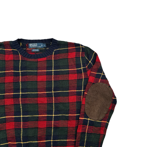Ralph Lauren Polo Plaid Cashmere Knit Crewneck Jumper - Small