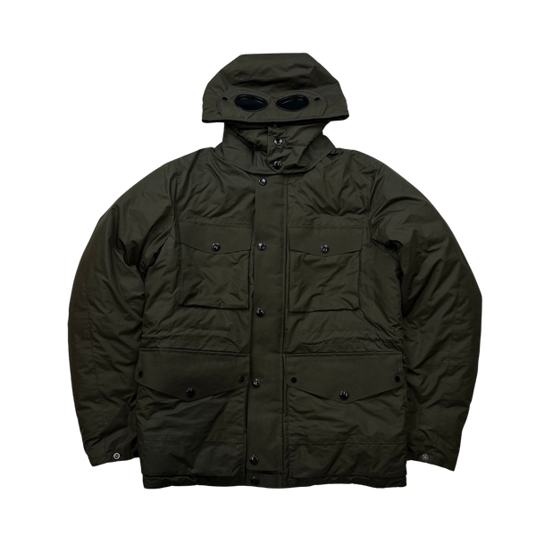 CP Company Khaki Micro M Down Filled Goggle Jacket - Medium