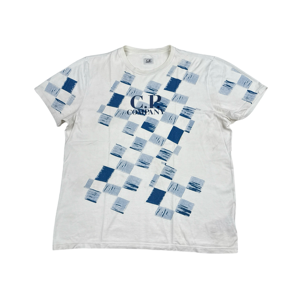 CP Company Cotton White Blue Graphic T Shirt - XL