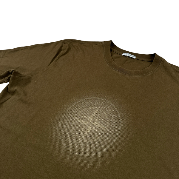 Stone Island 2007 Khaki Cotton Glow Compass T Shirt - XXL